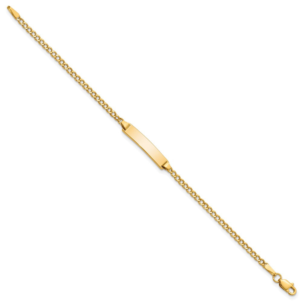 10k Polished Semi-Solid Chain/Solid Plate Cuban Link 20x4.5mm Plate 6 inch Baby/Child ID Bracelet