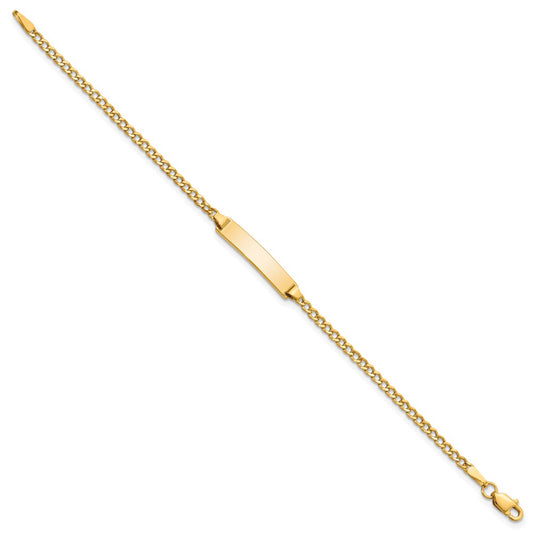 10k Polished Semi-Solid Chain/Solid Plate Cuban Link 20x4.5mm Plate 6 inch ID Bracelet