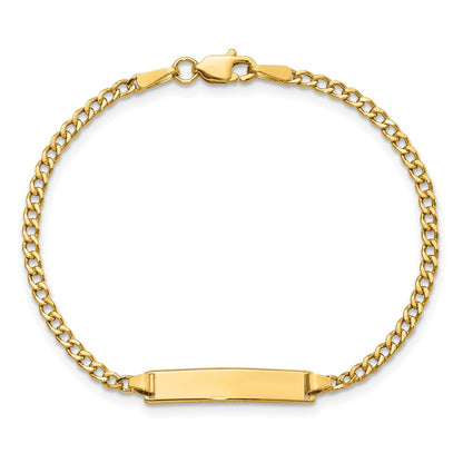 10k Polished Semi-Solid Chain/Solid Plate Cuban Link 20x4.5mm Plate 5.5 inch Baby/Child ID Bracelet