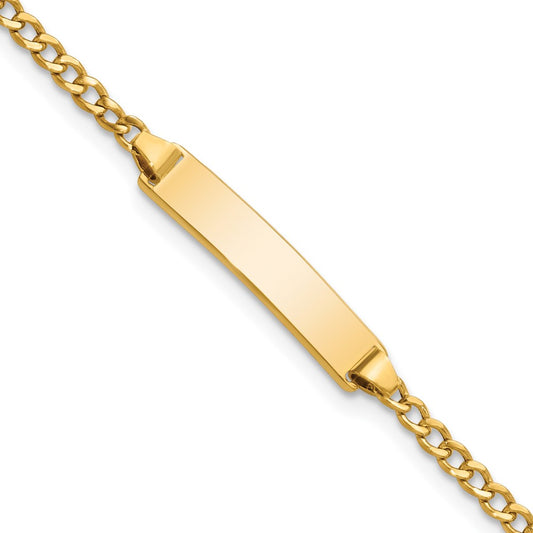 10k Polished Semi-Solid Chain/Solid Plate Cuban Link 20x4.5mm Plate 6 inch ID Bracelet