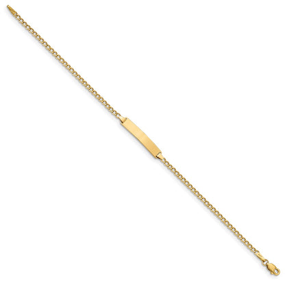 10k Polished Semi-Solid Chain/Solid Plate Cuban Link 23x4mm Plate 7 inch ID Bracelet