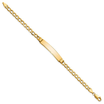 10k Polished Semi-Solid Chain/Solid Plate Cuban Link 35x7mm Plate 8 inch ID Bracelet