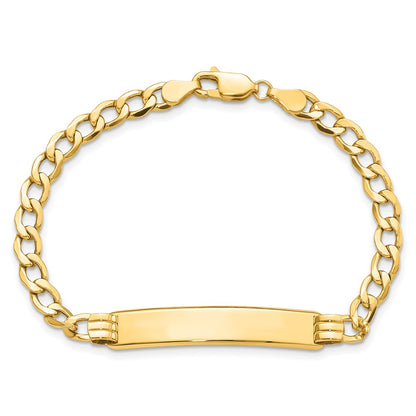 10k Polished Semi-Solid Chain/Solid Plate Cuban Link 35x7mm Plate 8 inch ID Bracelet