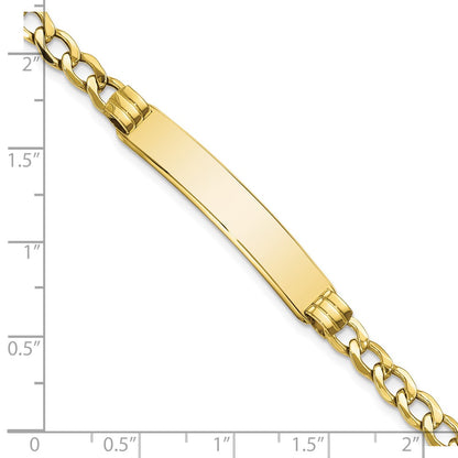 10k Polished Semi-Solid Chain/Solid Plate Cuban Link 35x7mm Plate 8 inch ID Bracelet