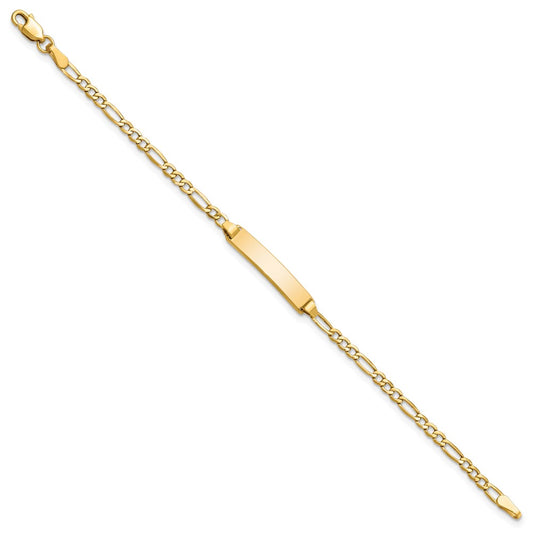 10k Polished Semi-Solid Chain/Solid Plate Figaro Link 23x4.5mm Plate 5.5 inch Baby/Child ID Bracelet