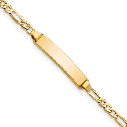 10k Polished Semi-Solid Chain/Solid Plate Figaro Link 23x4.5mm Plate 5.5 inch Baby/Child ID Bracelet