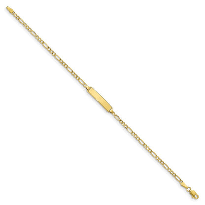 10k Polished Semi-Solid Chain/Solid Plate Figaro Link 20x4mm Plate 8 inch ID Bracelet