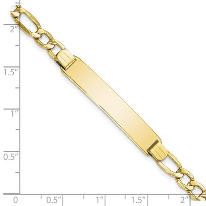 10k Polished Semi-Solid Chain/Solid Plate Figaro Link 35x7mm Plate 8 inch ID Bracelet