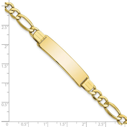 10k Polished Semi-Solid Chain/Solid Plate Figaro Link 37x10mm Plate 8 inch ID Bracelet
