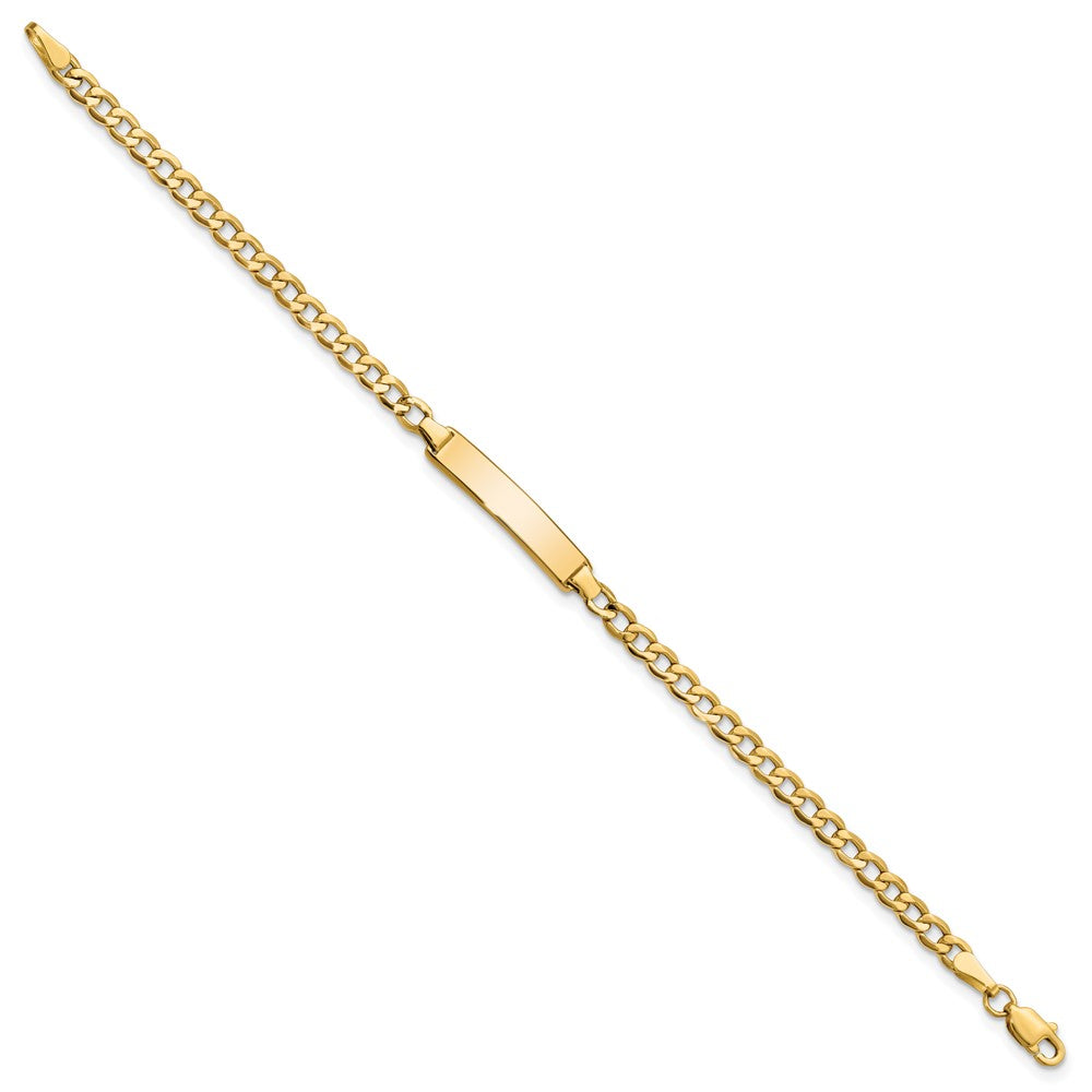 10k Polished Semi-Solid Chain/Solid Plate Cuban Link 23.5x4.5mm Plate 5.5 inch Baby/Child ID Bracelet