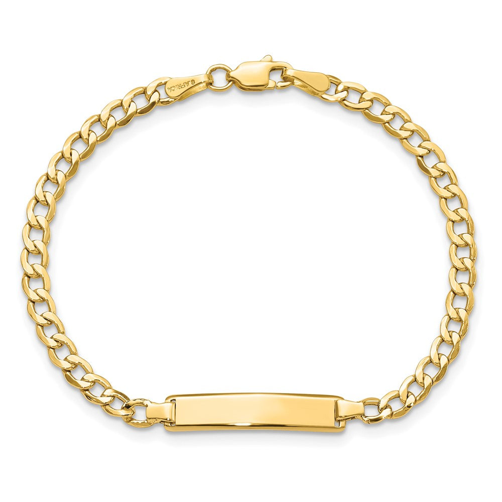 10k Polished Semi-Solid Chain/Solid Plate Cuban Link 23.5x4.5mm Plate 5.5 inch Baby/Child ID Bracelet