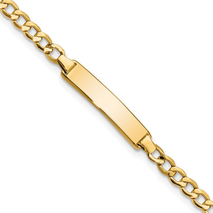 10k Polished Semi-Solid Chain/Solid Plate Cuban Link 23.5x4.5mm Plate 5.5 inch Baby/Child ID Bracelet