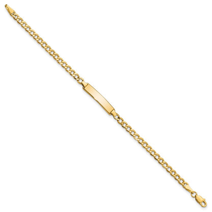 10k Polished Semi-Solid Chain/Solid Plate Cuban Link 20x4mm Plate 7 inch ID Bracelet