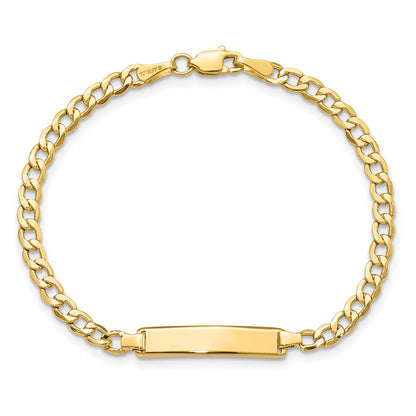 10k Polished Semi-Solid Chain/Solid Plate Cuban Link 20x4mm Plate 7 inch ID Bracelet
