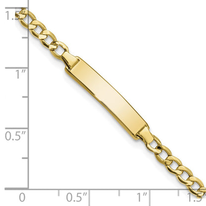 10k Polished Semi-Solid Chain/Solid Plate Cuban Link 20x4mm Plate 7 inch ID Bracelet