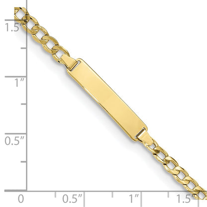 10k Polished Semi-Solid Chain/Solid Plate Cuban Link 20x4mm Plate 8 inch ID Bracelet