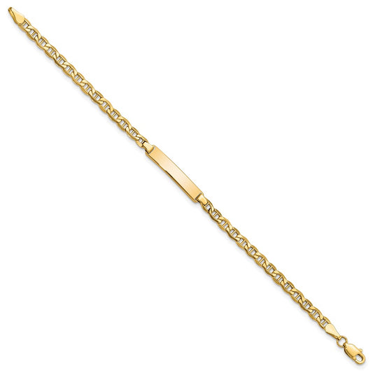 10k Polished Semi-Solid Chain/Solid Plate Anchor Link 23.3x4.5mm Plate 6 inch Baby/Child ID Bracelet