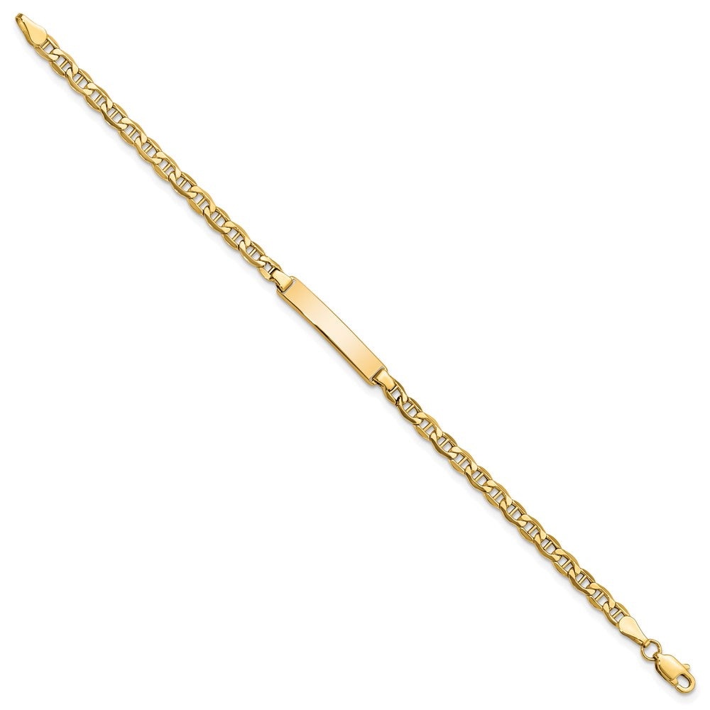 10k Polished Semi-Solid Chain/Solid Plate Anchor Link 23x4mm Plate 7 inch ID Bracelet
