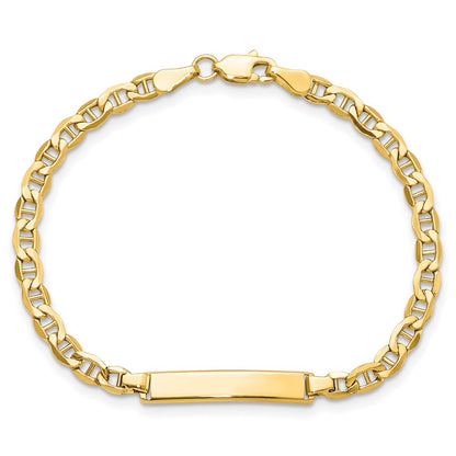 10k Polished Semi-Solid Chain/Solid Plate Anchor Link 23x4mm Plate 7 inch ID Bracelet
