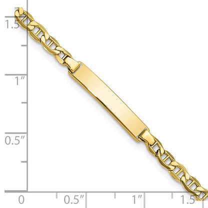 10k Polished Semi-Solid Chain/Solid Plate Anchor Link 23.3x4.5mm Plate 6 inch Baby/Child ID Bracelet