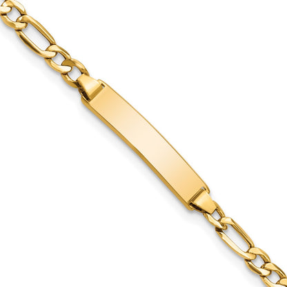 10k Polished Semi-Solid Chain/Solid Plate Figaro Link 20.3x4.4mm Plate 5.5 inch Baby/Child ID Bracelet
