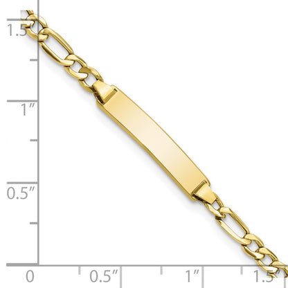 10k Polished Semi-Solid Chain/Solid Plate Figaro Link 20.3x4.4mm Plate 6 inch Baby/Child ID Bracelet