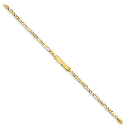 10k Polished Semi-Solid Chain/Solid Plate Figaro Link 23x4mm Plate 8 inch ID Bracelet