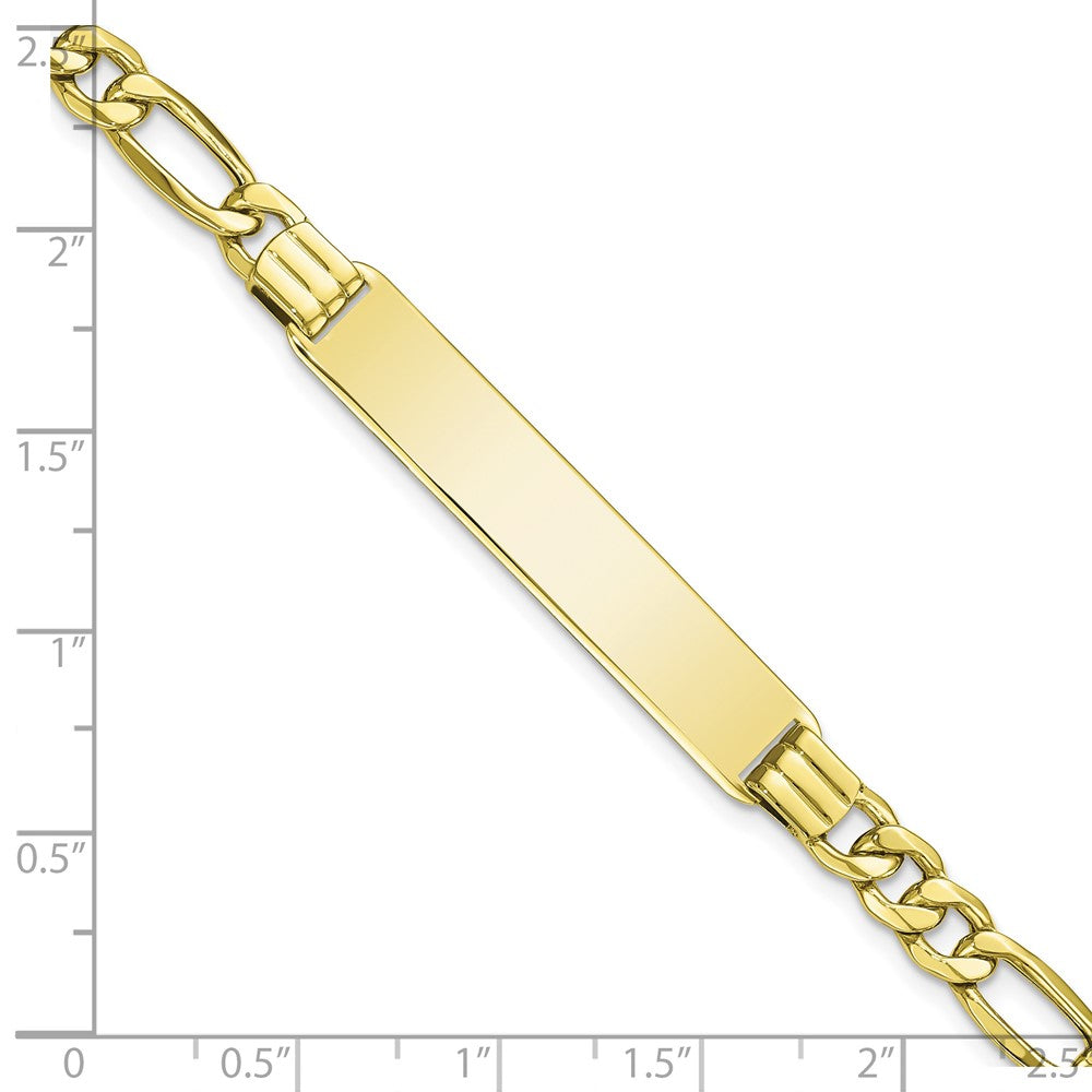10k Polished Semi-Solid Chain/Solid Plate Figaro Link 39x8mm Plate 7 inch ID Bracelet