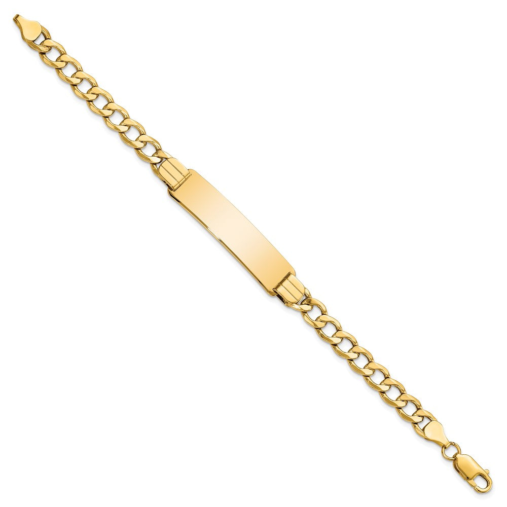 10k Polished Semi-Solid Chain/Solid Plate Curb Link 37x10mm Plate 8 inch ID Bracelet