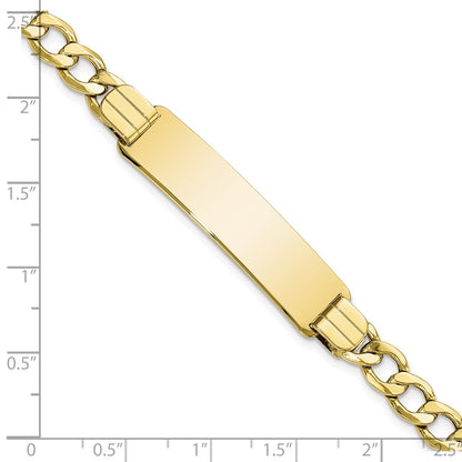 10k Polished Semi-Solid Chain/Solid Plate Curb Link 37x10mm Plate 8 inch ID Bracelet
