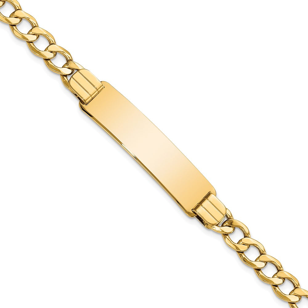 10k Polished Semi-Solid Chain/Solid Plate Curb Link 37x10mm Plate 8 inch ID Bracelet