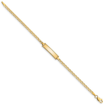 10k Polished Solid Chain/Solid Plate Anchor Link 18.5x5mm Plate 6 inch Baby/Child ID Bracelet