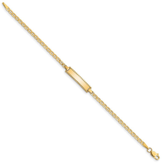 10k Polished Solid Chain/Solid Plate Anchor Link 18.5x5mm Plate 6 inch Baby/Child ID Bracelet