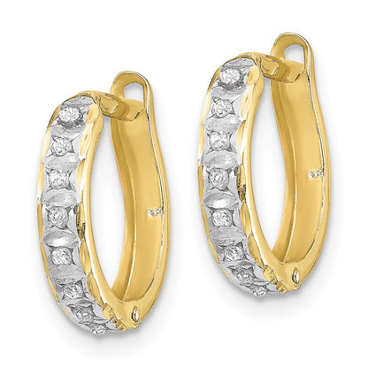 10k Diamond Fascination Small Round Hinged Hoop Earrings