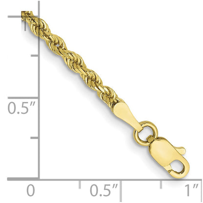 10k 2.5mm Semi-solid D/C Rope Chain Anklet