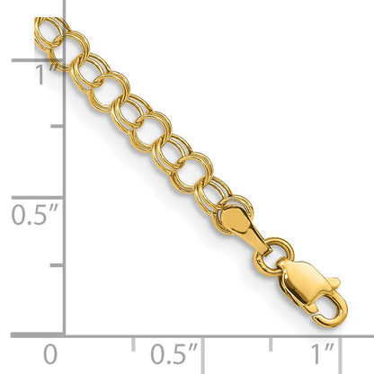 10k 4mm Hollow Double Link 5.5 inch Charm Bracelet