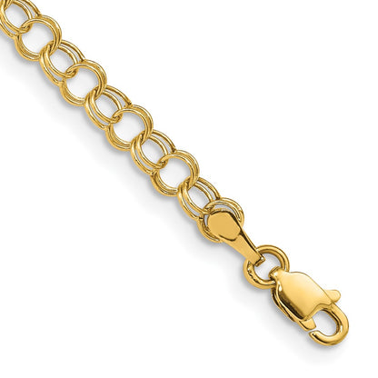 10k 4mm Hollow Double Link 5.5 inch Charm Bracelet
