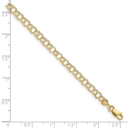 10k 4mm Hollow Double Link 7 inch Charm Bracelet