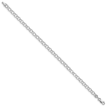 10k White Gold 4mm Hollow Double Link 8 inch Charm Bracelet