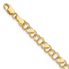 10k 4mm Solid Double Link with Hearts 7 inch Charm Bracelet