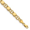 10k 6mm Solid Double Link with Hearts 7 inch Charm Bracelet