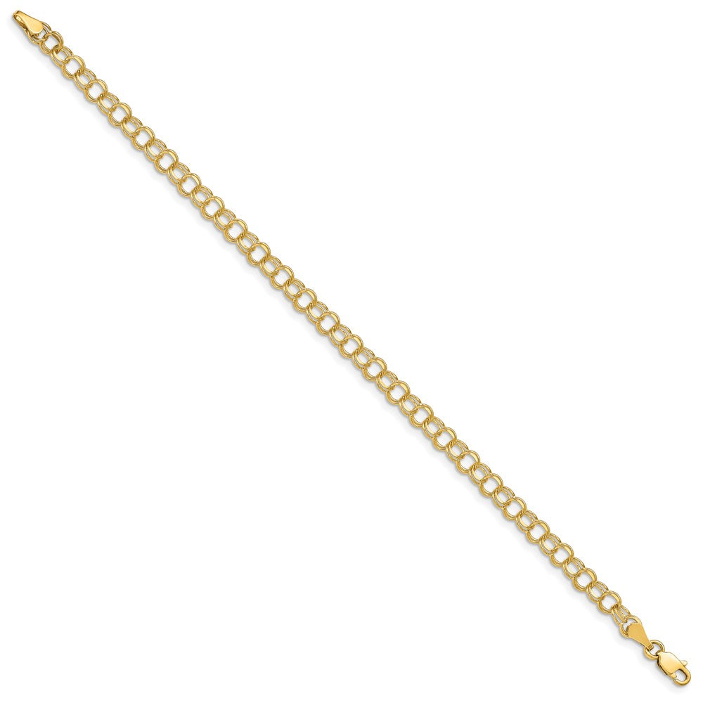 10k 4mm Solid Diamond-cut Double Link 7 inch Charm Bracelet