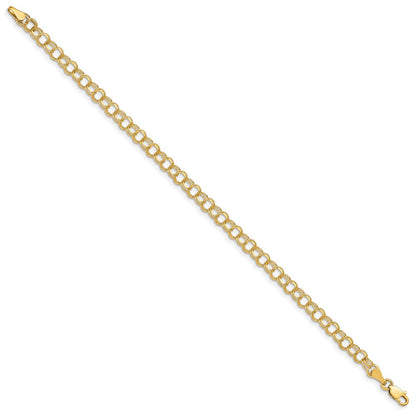10k 4mm Solid Diamond-cut Double Link 8 inch Charm Bracelet