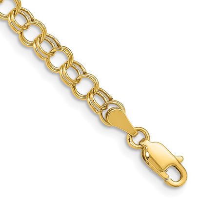 10k 5mm Hollow Double Link 5.5 inch Charm Bracelet