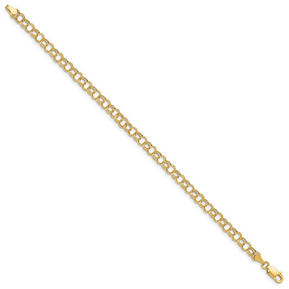 10k 5mm Hollow Double Link 7 inch Charm Bracelet