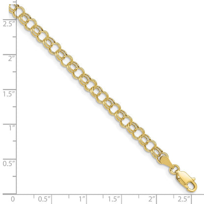 10k 5mm Hollow Double Link 8 inch Charm Bracelet