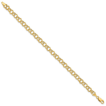 10k 6mm Hollow Double Link 7 inch Charm Bracelet
