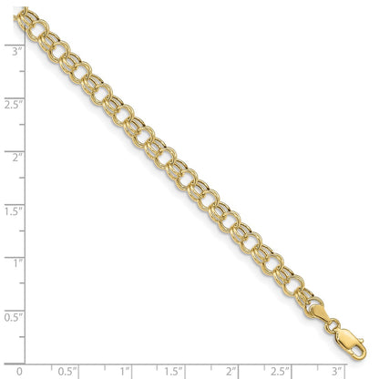 10k 6mm Hollow Double Link 7 inch Charm Bracelet