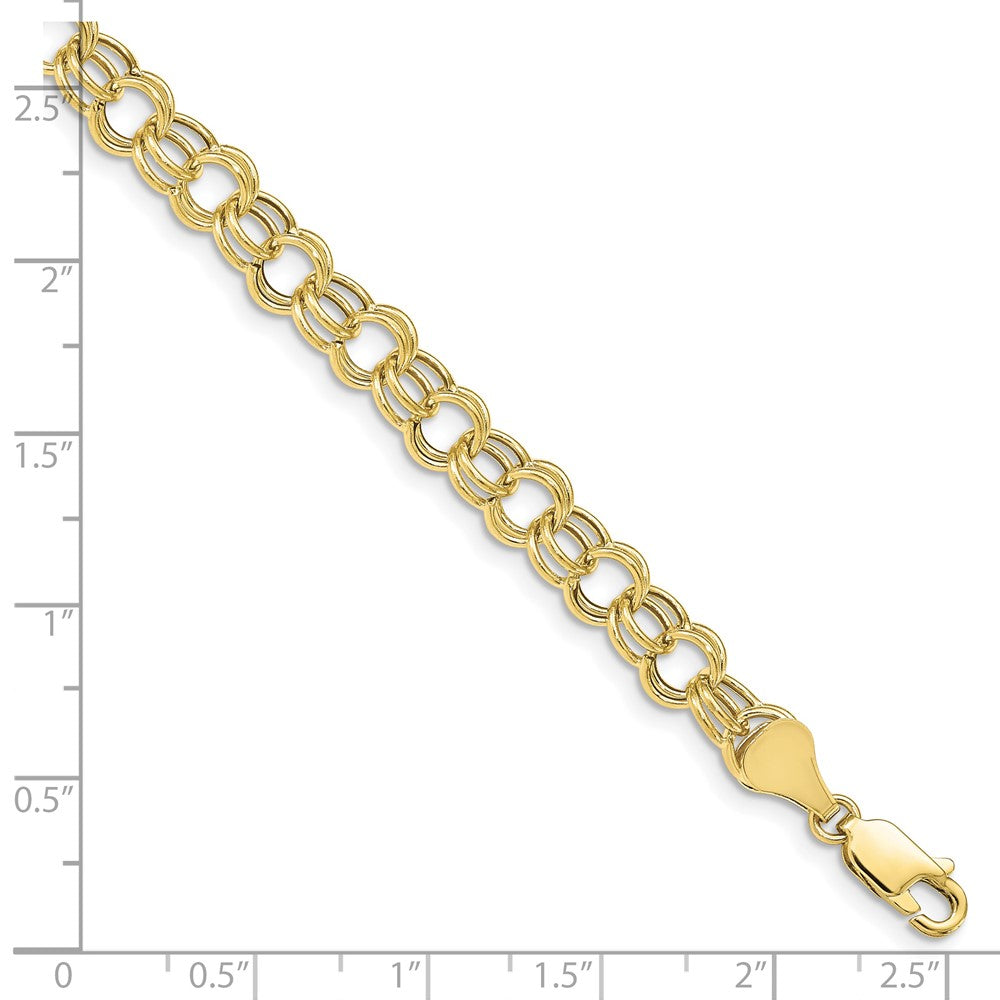 10k 6mm Hollow Double Link 7 inch Charm Bracelet