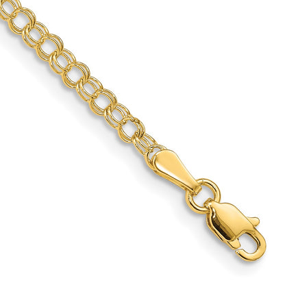 10k 3mm Solid Double Link 5.5 inch Charm Bracelet